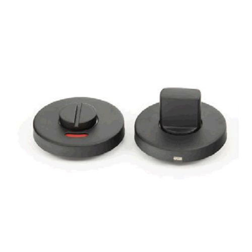 ENTREE ROND Qtec PLUS avec indication rouge/blanc WC - Ø50x8mm - noir mat - ep40-60mm - sc métal Photo du produit BIGPIC L