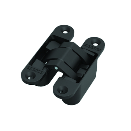 CHARNIERE INVISIBLE SMALL - dim 95x23mm noir mat - max 65kg - ep>31mm-3D regl -180° Photo du produit BIGPIC L