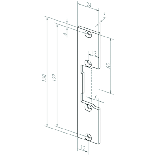 TETIERE 689 pr GÂCHE ÉLECTRIQUE PROFIX2 130x24x3 mm - ouvert - G/DR - angles droits - inox Photo du produit BIGPIC L