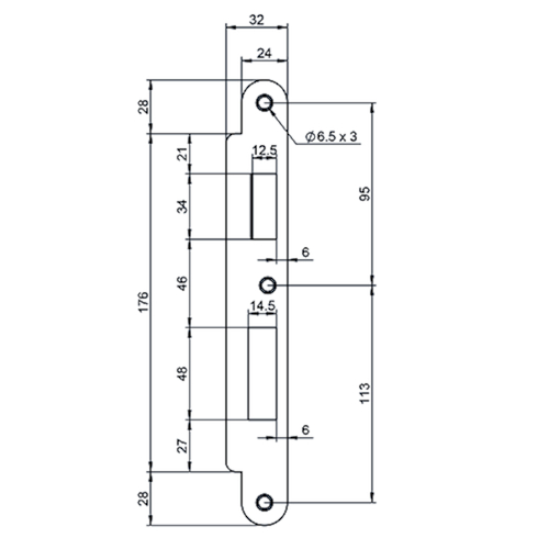 GACHE PLATE INOX Z09XSBL 232x32x3mm - pr porte affleurante Photo du produit BIGPIC L
