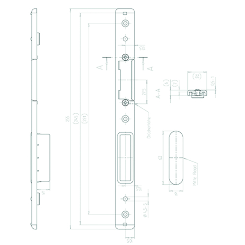 GÂCHE CENTRALE RAINURE 16 U22x6  inox - Din G - règlable Photo du produit BIGPIC L