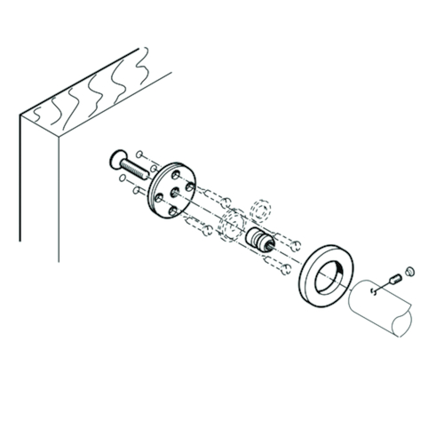 FIXATION A LA PIECE messing PVD SUR ROSACE pr tirants Ø20 - pr alu/bois/pvc Photo du produit BIGPIC L