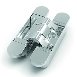 CHARNIERE INVISIBLE NEO M-6 - dim 140x28mm inox look - max 115kg - ep>36mm - 3D regl - 180° Photo du produit