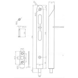 VERROU À BASCULE ENCASTRABLE Qtec L200xL20xD17mm - Ø8mm - CA - inox Photo du produit