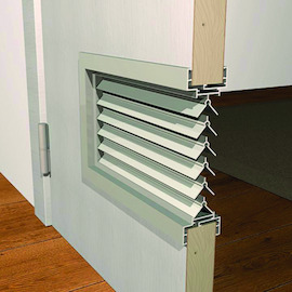 GRILLE DE PORTE 461 lame-V + contre-cadre L400xH200mm - F1 alu - ép 30-54mm Photo du produit