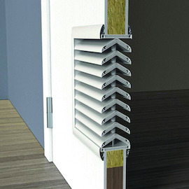 GRILLE COUPE FEU 464/2 INCENDO contre-cadre RF60' B300xH200 - R9022 - lame V - 40mm - 123,04m³/h 2Pa Photo du produit
