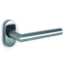 BEQUILLE sur ROSACE OVALE L90° TL3204 INOX Ø19xL135mm - ros.32,5x70x6,5mm - ressort de rappel Photo du produit
