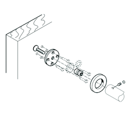 FIXATION A LA PIECE messing PVD SUR ROSACE pr tirants Ø20 - pr alu/bois/pvc Photo du produit