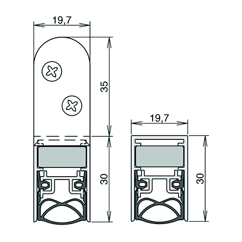 BAS DE PORTE SCHALL-EX ULTRA WS 1335>1210mm - La19,7xH30mm - acoust. - coupe feu Photo du produit BIGSKZ L
