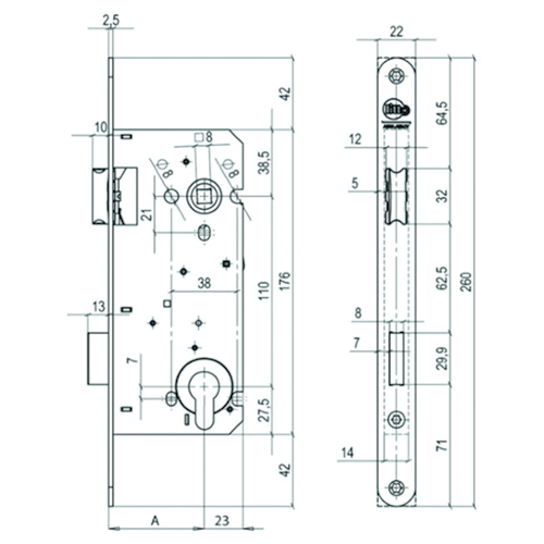 SERR ENTAILLER A2653.21 réversible sans gâche 50E - 110PZ - laq.inox - 1 tour Photo du produit BIGSKZ L