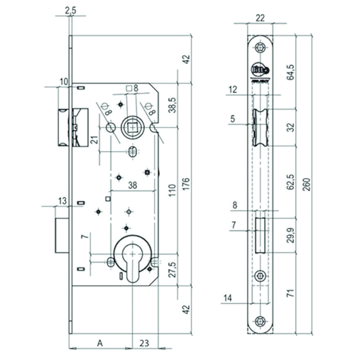 SERR ENTAILLER A2653V21 réversible sans gâche 55E - 110PZ - laq.inox - 1 tour Photo du produit BIGSKZ L