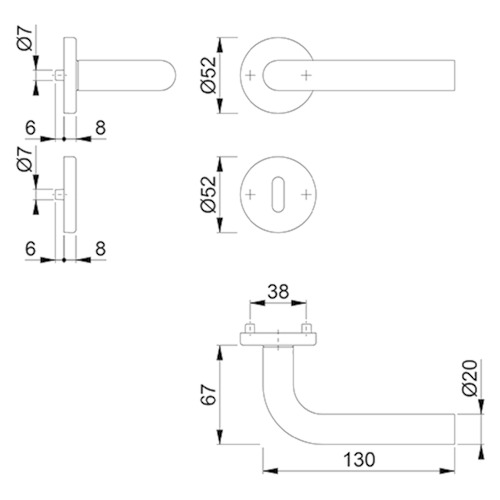 GARN BONN 150Z/42KV  L-arrondi  sans rosace clé - tige rapide - ép 37-42 - inox Photo du produit BIGSKZ L