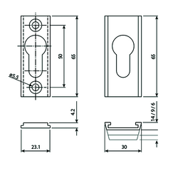 ENTREE RECTANGLE SECURITE 3006 FR342 - PZ - blanc - 33x65x9mm Photo du produit BIGSKZ L
