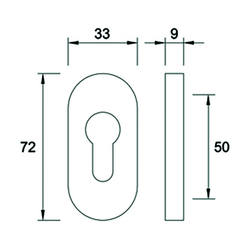 ENTREE OVALE SECURITE greenteQ FR201/304/356 - PZ - 33x72x9mm - alu F1 Photo du produit BIGSKZ L