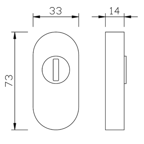 ENTREE OVALE SECURITE greenteQ FR206 - PZ ZA -  33x72x14mm - inox Photo du produit BIGSKZ L