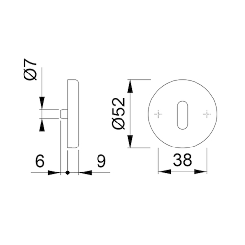 ENTREE ROND 42KVS BB - Ø52x8mm - inox - ep37-42mm - ergot fix-sc pvc Photo du produit BIGSKZ L