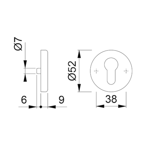 ENTREE ROND 42KVS PZ - Ø52x8mm - inox - ep37-42mm - ergot fix-sc pvc Photo du produit BIGSKZ L