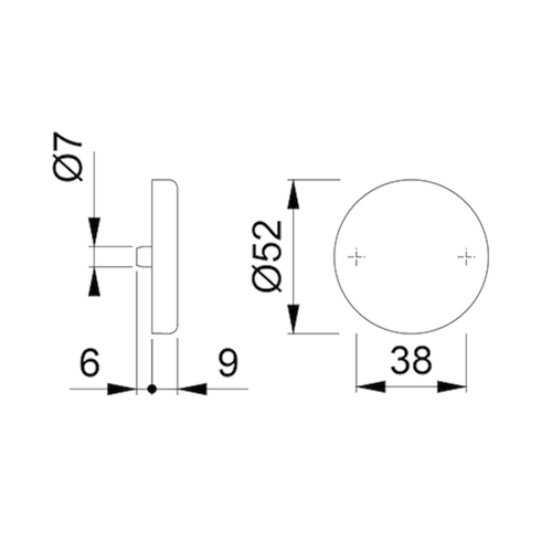 ENTREE ROND 42KVS AV - Ø52x8mm - inox - ep37-42mm - ergot fix-sc pvc Photo du produit BIGSKZ L