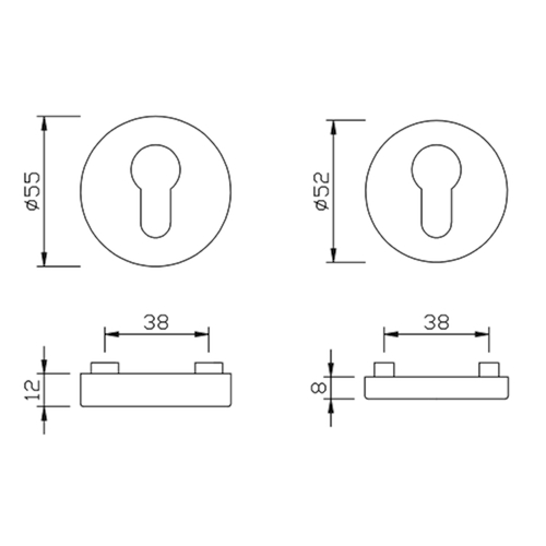 ENTREE ROND SECURITE greenteQ PZ - Ø55x12mm - inox - ep57-72mm - exterieur Photo du produit BIGSKZ L