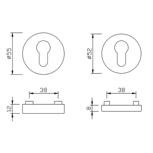 ENTREE ROND SECURITEE greenteQ PZ - Ø55x12mm - inox - ep57-72mm - ergot fix Photo du produit BIGSKZ L
