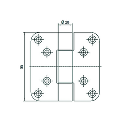 CHARNIERE T23-05 FH noeud Ø20mm - lames 95x95x3,5mm - inox -100kg-G/DR Photo du produit BIGSKZ L
