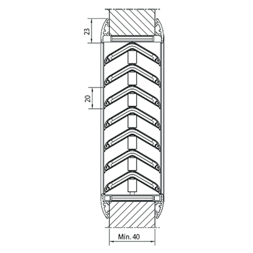GRILLE COUPE FEU 464/2 INCENDO contre-cadre RF60' B300xH200 - R9022 - lame V - 40mm - 123,04m³/h 2Pa Photo du produit BIGSKZ L