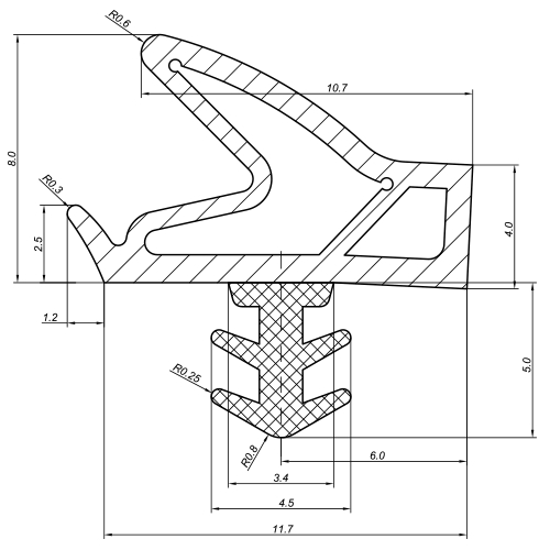 JOINT SD6577/4 PORTE INTERIEUR Qtec 12mm - rainure 3.7-4.3mm - noir Photo du produit BIGSKZ L