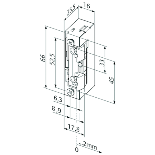 GÂCHE ÉLECTRIQUE 118.130 guide du loquet 10-24V CA/CC - émiss cour - FaFix - G/DR - 3750N Photo du produit BIGSKZ L
