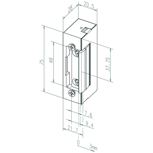 GÂCHE ÉLECTRIQUE E7E Qtec 6-12V CA/CC - émission de courant - G/DR - E Photo du produit BIGSKZ L