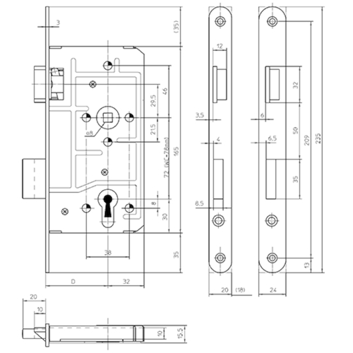 SERR ENT 113 DL Din droite 55E - 72PZ - têt 24x235mm - inox Photo du produit BIGSKZ L