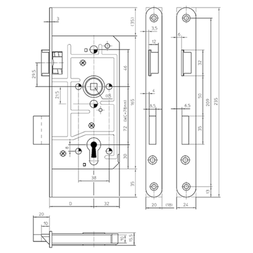 SERR ENT 1133 DL Din gauche 55E - 78WC - têt 24x235mm - INOX Photo du produit BIGSKZ L