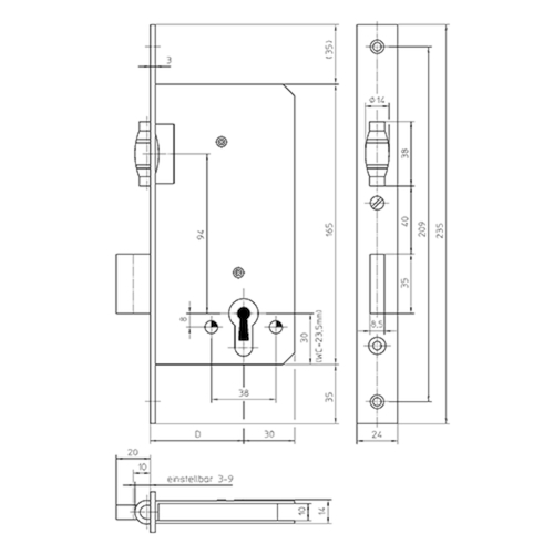 SERR ENT 486 A ROUL PZ réversible   55E - têt 24x232 - vieux argenté - gâche incluse Photo du produit BIGSKZ L