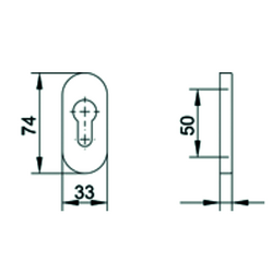 ENTREE OVALE SECURITE PZBR9 FR DB3201ZW - PZ - 74x33x9mm - R9005 noir mat Photo du produit BIGSKZ L