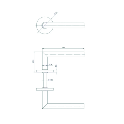 BEQUILLE+ROSACE INOX TL0103 L-90° Ø16x130mm - rosace Ø53x6mm Photo du produit BIGSKZ L