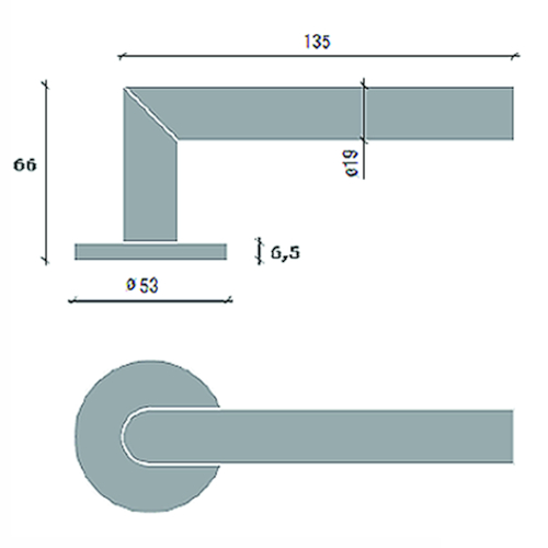 BEQUILLE+ROSACE TL3104 L-90° CLASSE 3 Ø19x135mm - rosace Ø53x6 - carré 8mm - inox Photo du produit BIGSKZ L