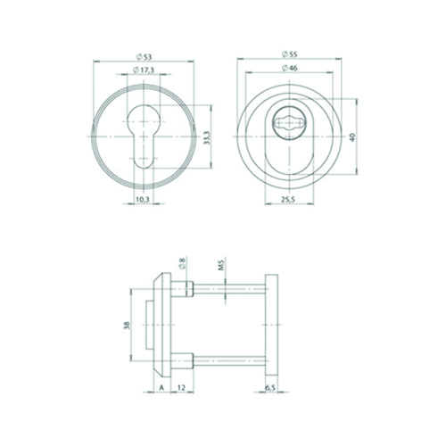ENTREE ROND SECURITE TL1301S  PZ - Ø55x11mm - inox Photo du produit BIGSKZ L