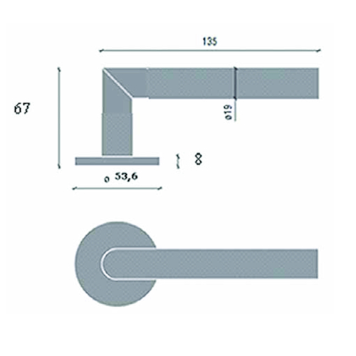 GARN PORTE INOX TL4104 L90° CLASSE 4 sans ros clé Ø19x135 - ros Ø53x8 - ép. 37-60mm Photo du produit BIGSKZ L