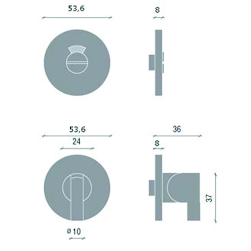 ENTREE TL4153 ROUGE/BLANC CLASSE 4 WC - Ø53x8mm - bouton 37mm - inox Photo du produit BIGSKZ L