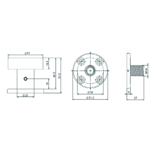BOUTON PLAT TL0142 TOURNANT SUR ROSACE (1 paire) inox - ep37-60mm -Ø50 -H51mm -incl fix -rosØ53x7mm Photo du produit BIGSKZ L