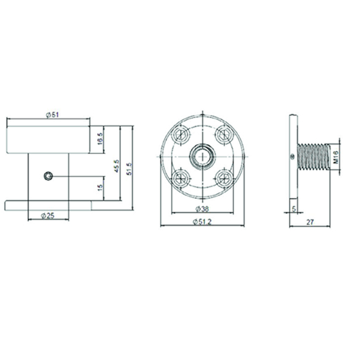 BOUTON PLAT TL0402 FIXE SUR ROSACE inox -ep37-50mm -Ø50 -H51mm -incl fix -rosØ53x7mm Photo du produit BIGSKZ L