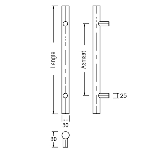 TIRANT TT-droite Ø30mm - axe 800mm - LT 1000mm - R9005 struct Photo du produit BIGSKZ L