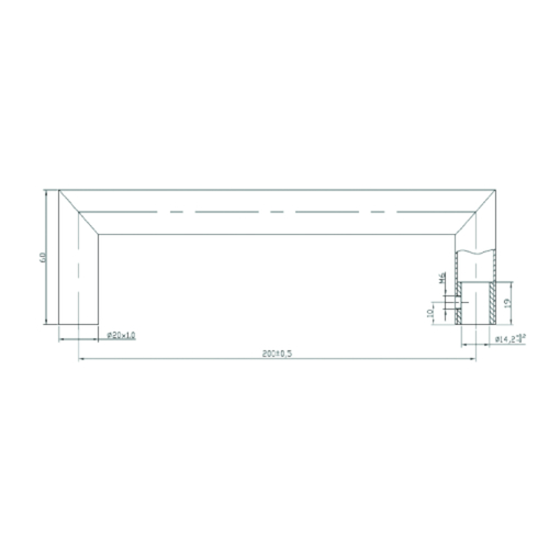TIRANT U-90° Ø20mm - axe200mm - inox aisi316 Photo du produit BIGSKZ L