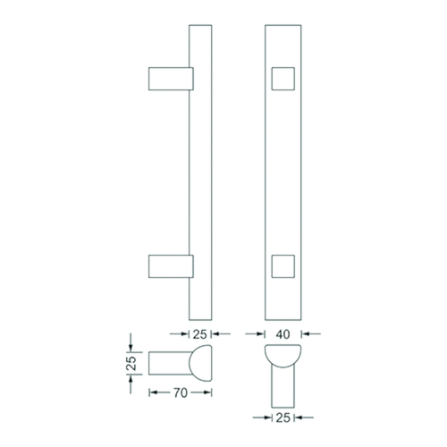 TIRANT TG30.ER.GS TT-droite greenteQ  Ø40x25 - axe1000/LT1400 - incl fix 2x45mm - inox Photo du produit BIGSKZ L