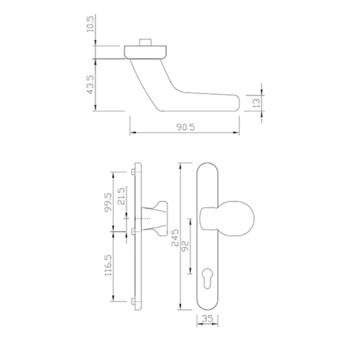 GN BOUTON DG58.S216.ER.SSK.AU exterieur greenteQ 92PZ - H245xL35xE10,5 - inox Photo du produit BIGSKZ L