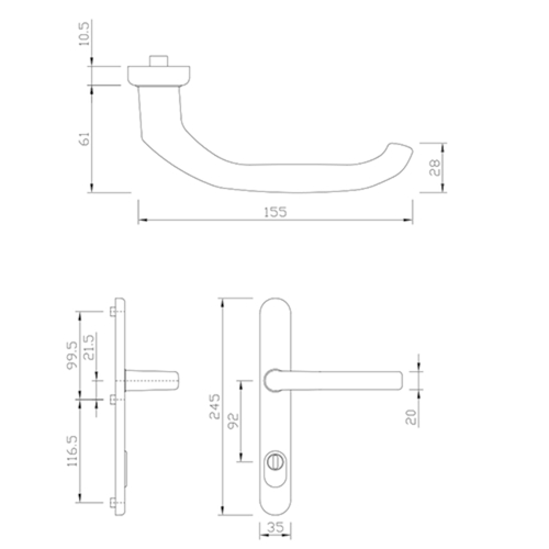 GN BEQ DG58.S216.ZA.AL.SS.AU ext greenteQ 92PZ/ZA - H245xL35xE10,5-R8019 brun Photo du produit BIGSKZ L