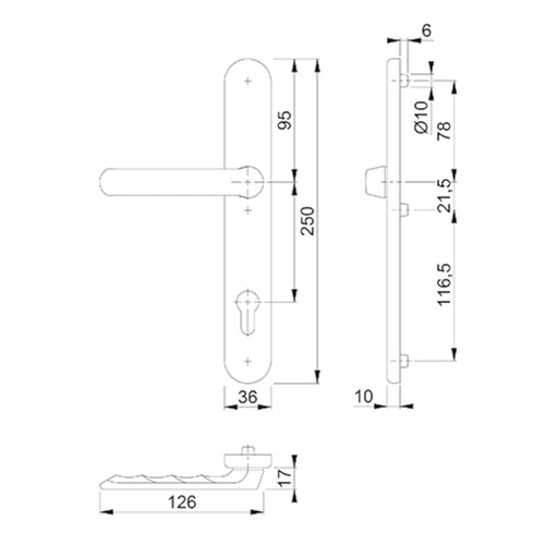 DEMI GN SECURITE NewYork VOLET 92PZ - plaque 250x36 - F9 inox look Photo du produit BIGSKZ L