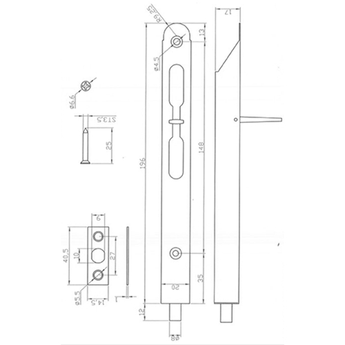 BASCULESCHUIF Qtec L200xBR20xD17mm - Ø8mm - AH - inox Productafbeelding BIGPIC L