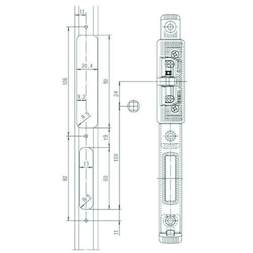 SCHOOTPL FUHR DN vr EL OPEN Euro - U22x5mm - inox - SKG* Productafbeelding BIGPIC L