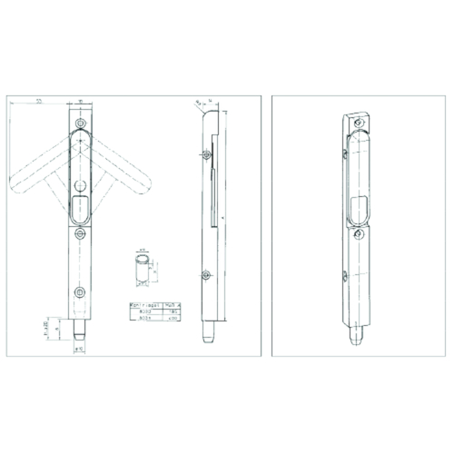 KANTGRENDEL KTR 8030 hout - Infrees - 18x14x185mm - Pin Ø10x18mm Productafbeelding BIGPIC L