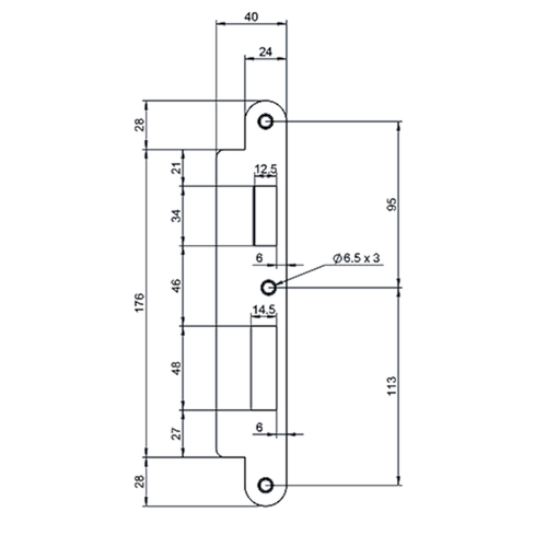 VLAKKE SLUITPLAAT DN Z09XSBL ABEA322 232x24/40x3mm - L/R - AH - verchroomd Productafbeelding BIGPIC L